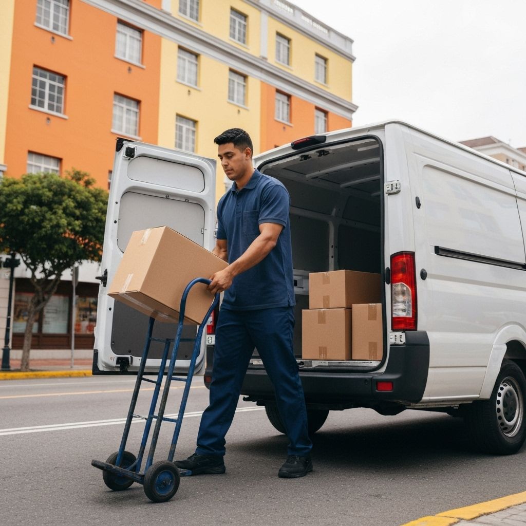 Profesional descargando cajas de una furgoneta de transporte - Servicio de portes económicos
